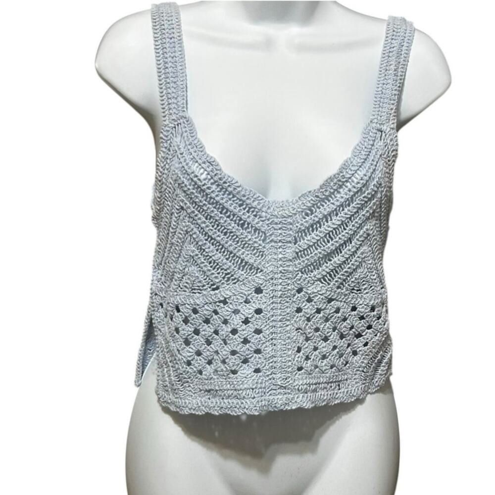 Y2K Sans Souci Women Crop Crochet Knit Top S Festival Cottagecore Boho Beachy